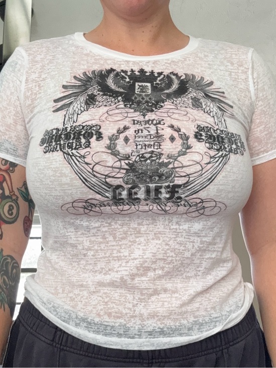 Express Tops - 🖤 Express Burnout Graphic Tee | Women’s Size L | Y2K Grunge